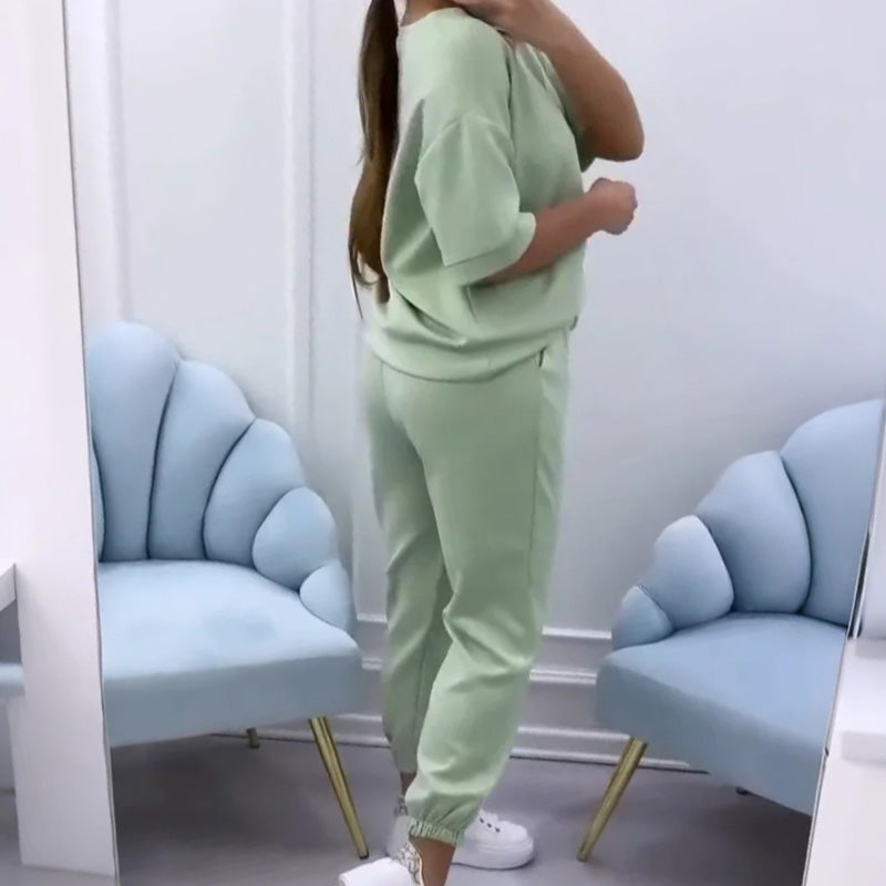 Nalaya - Stylowy Krótkim Rękawem Dwuczęściowy Zzestaw