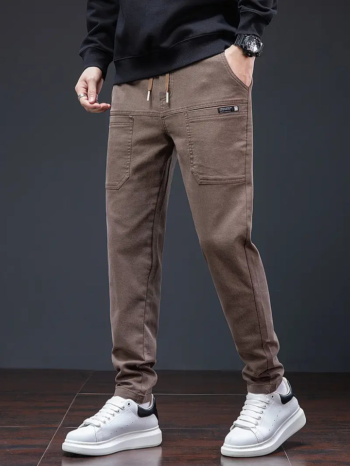 Jarrett – Eleganckie Spodnie Jogger z Troczkiem w Pasie