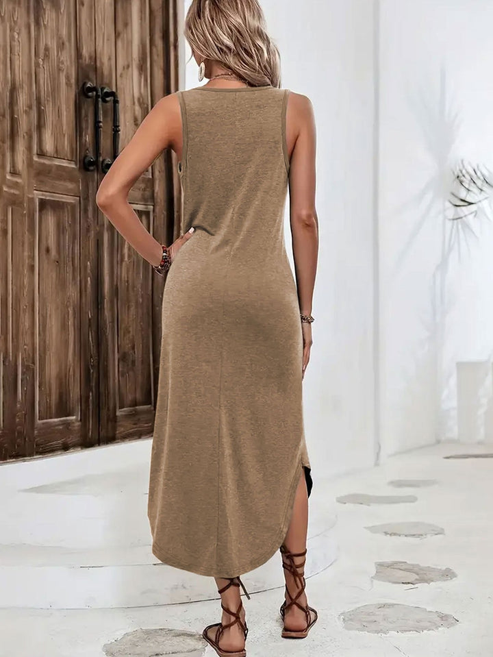 Brandy – Stylowa Sukienka Maxi Bez Rękawów