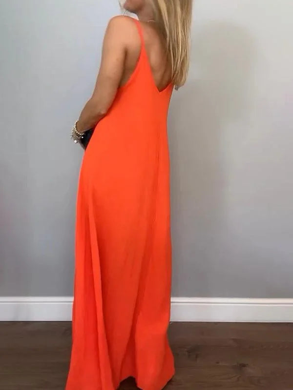 Jolanta – Stylowa Sukienka z Bawełny i Lnu z Dekoltem w Serek