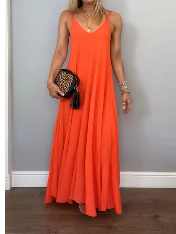 Jolanta – Stylowa Sukienka z Bawełny i Lnu z Dekoltem w Serek