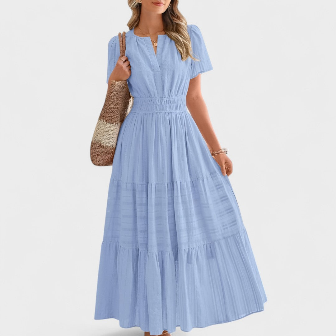 Maura - Lato Krótki Rękaw Sukienka Maxi
