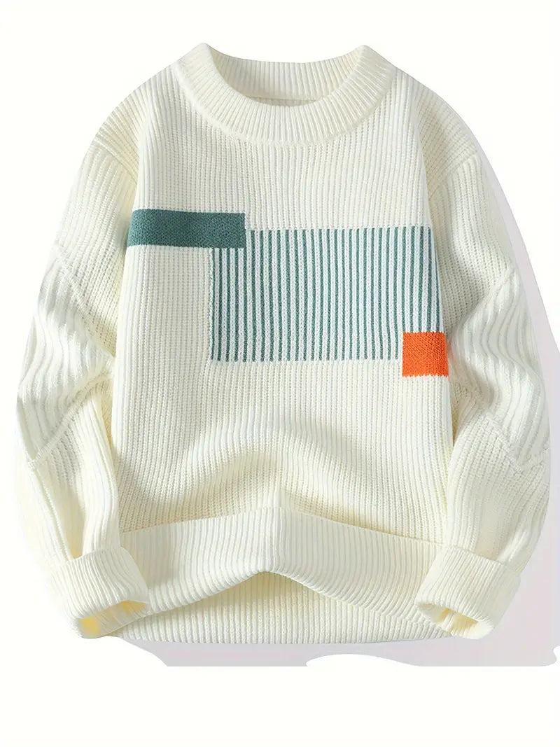 Arlen – Elegancki Sweter z Długim Rękawem i Geometrycznym Wzorem