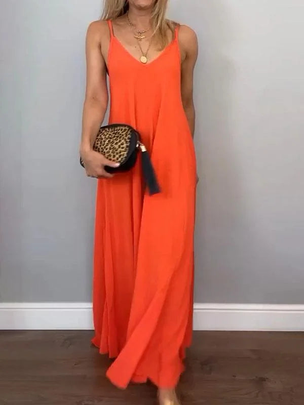 Jolanta – Stylowa Sukienka z Bawełny i Lnu z Dekoltem w Serek