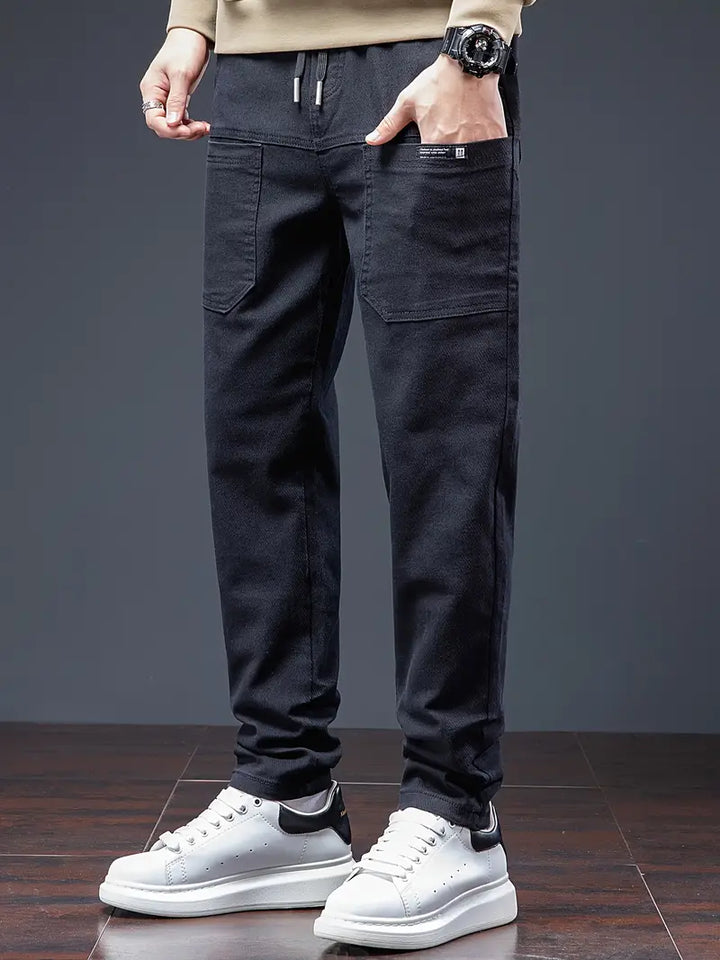 Jarrett – Eleganckie Spodnie Jogger z Troczkiem w Pasie