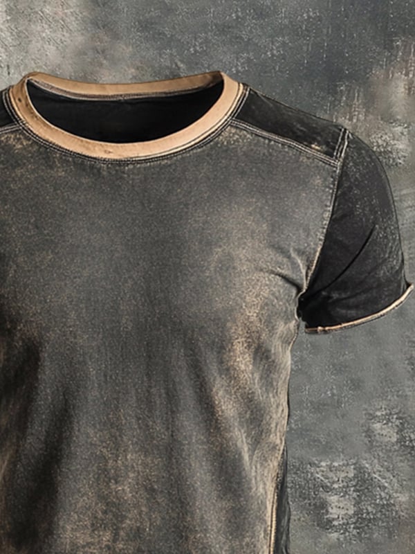 Koszulka Henley Dla Mężczyzn w Stylu Retro z Kolorowymi Wstawkami
