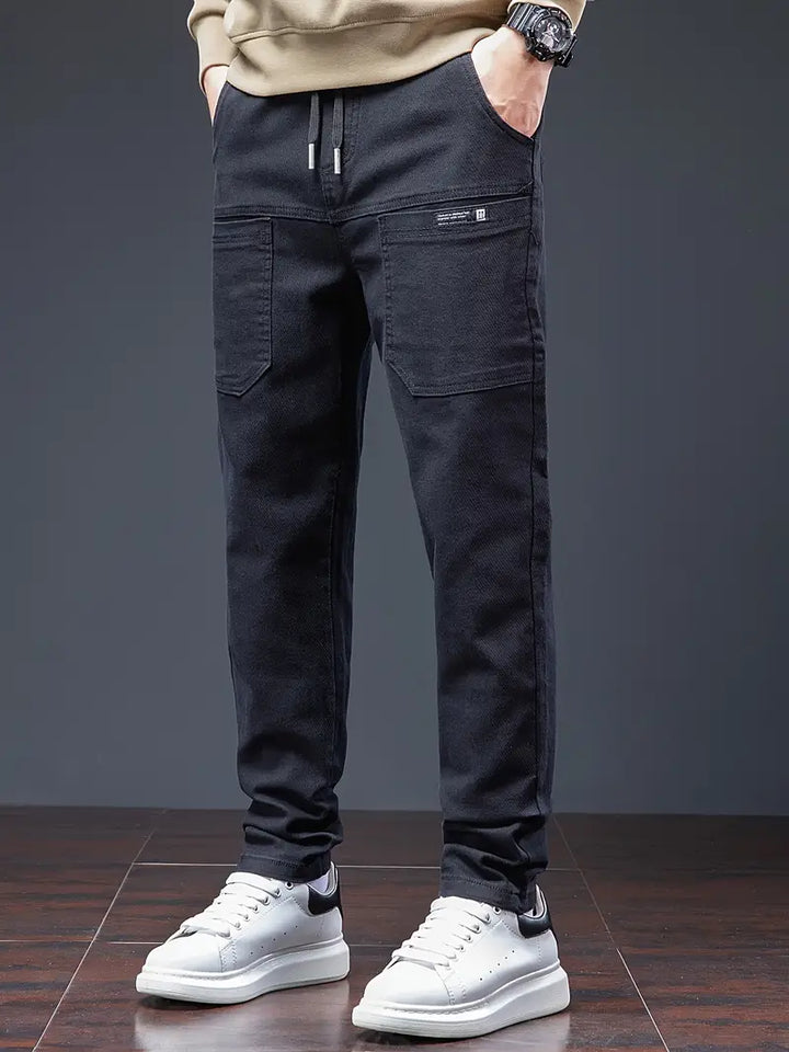 Jarrett – Eleganckie Spodnie Jogger z Troczkiem w Pasie