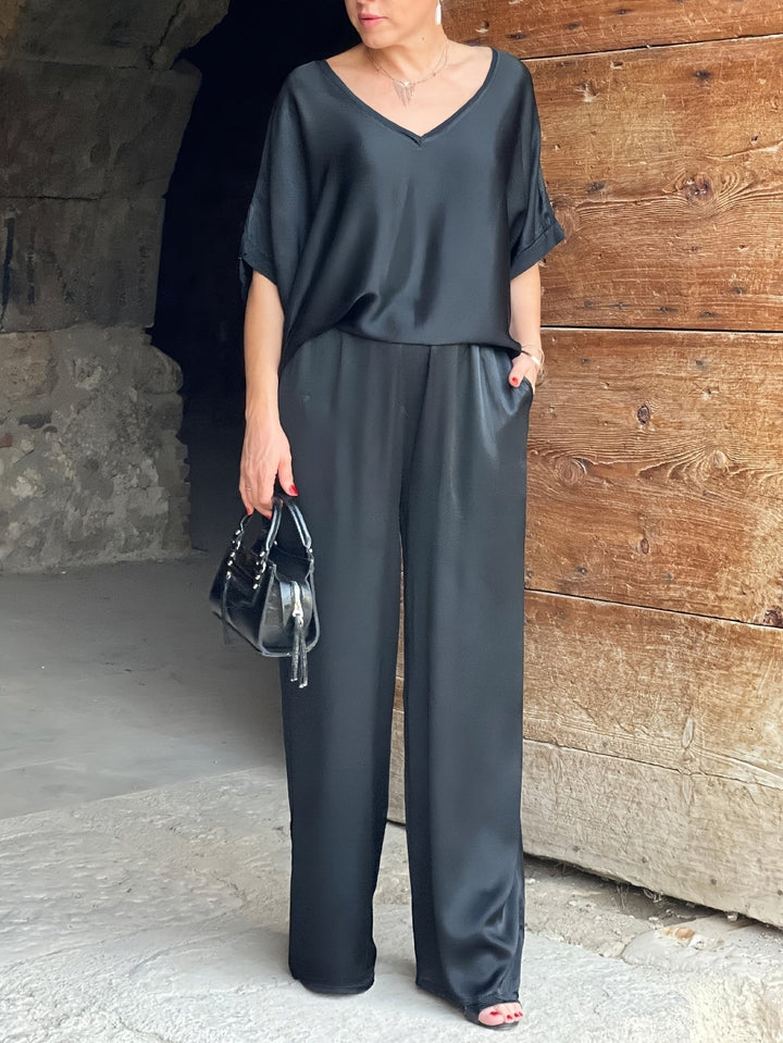 Ashlee - Elegancki Dwuczęściowy Zestaw Z Krótkim Rękawem