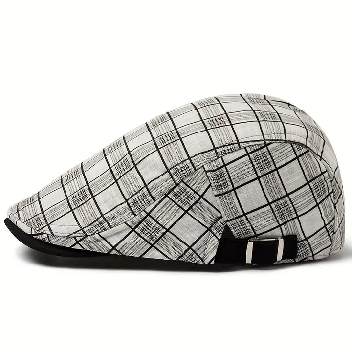 Zared – Regulowana Czapka Beret w Stylu Vintage w Kratę