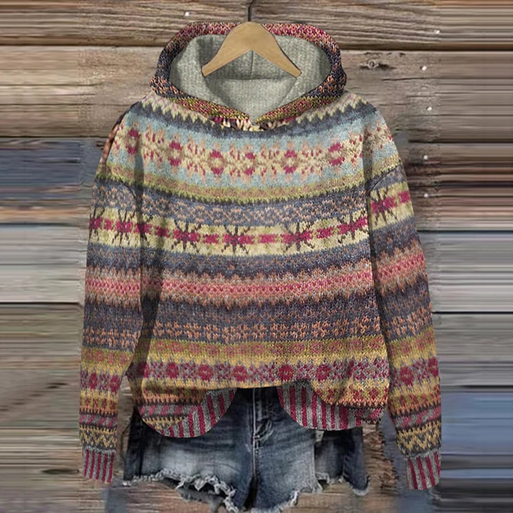 Annika – Bluza z Kapturem w Stylu Etnicznym Retro