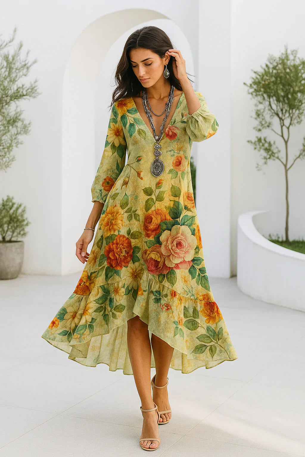 Debra – Sukienka Maxi w Kwiatowy Wzór