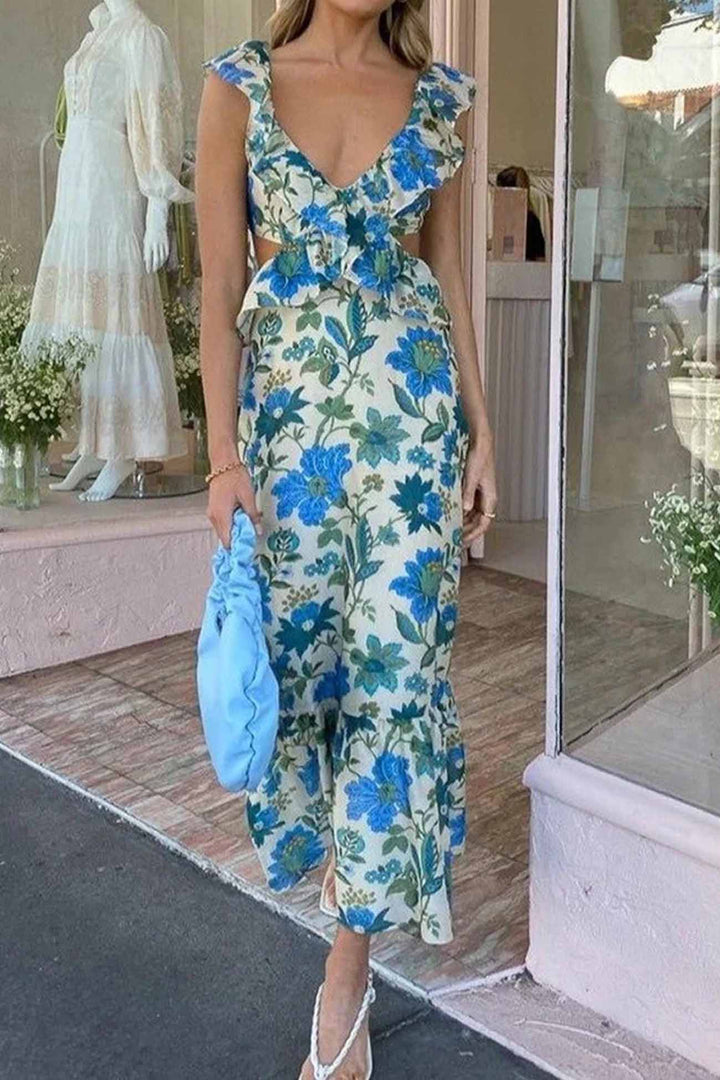 Braelynn – Elegancka Sukienka Bez Rękawów z Falbanami