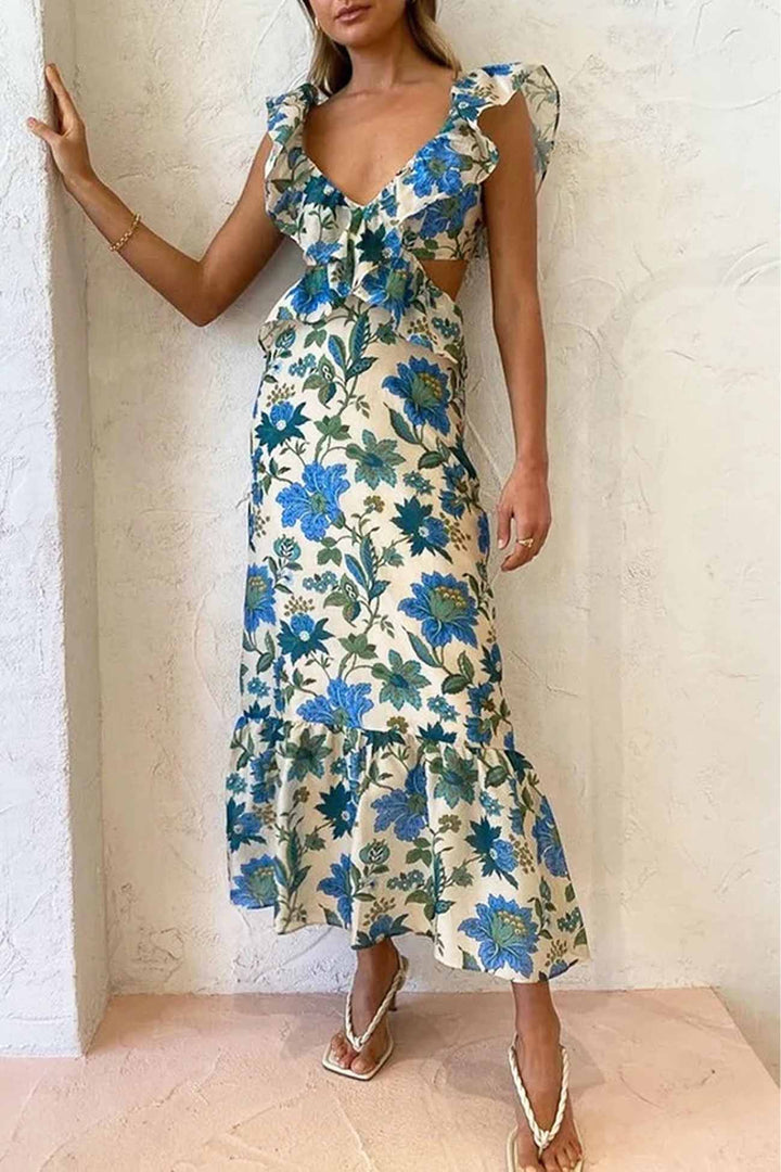 Braelynn – Elegancka Sukienka Bez Rękawów z Falbanami