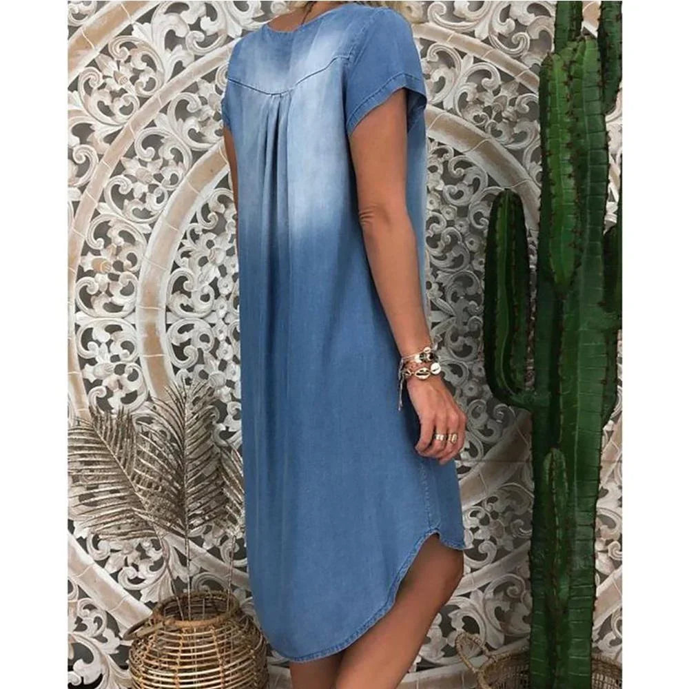 Alicja - Letnia Sukienka z Dżinsu w Stylu Casual
