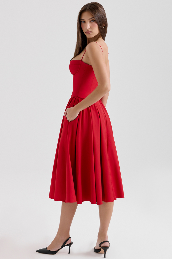 Maissa – Elegancka Sukienka Midi bez Rękawów