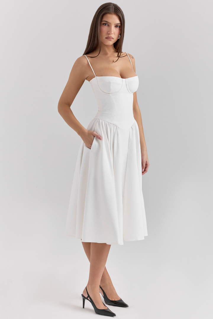 Maissa – Elegancka Sukienka Midi bez Rękawów