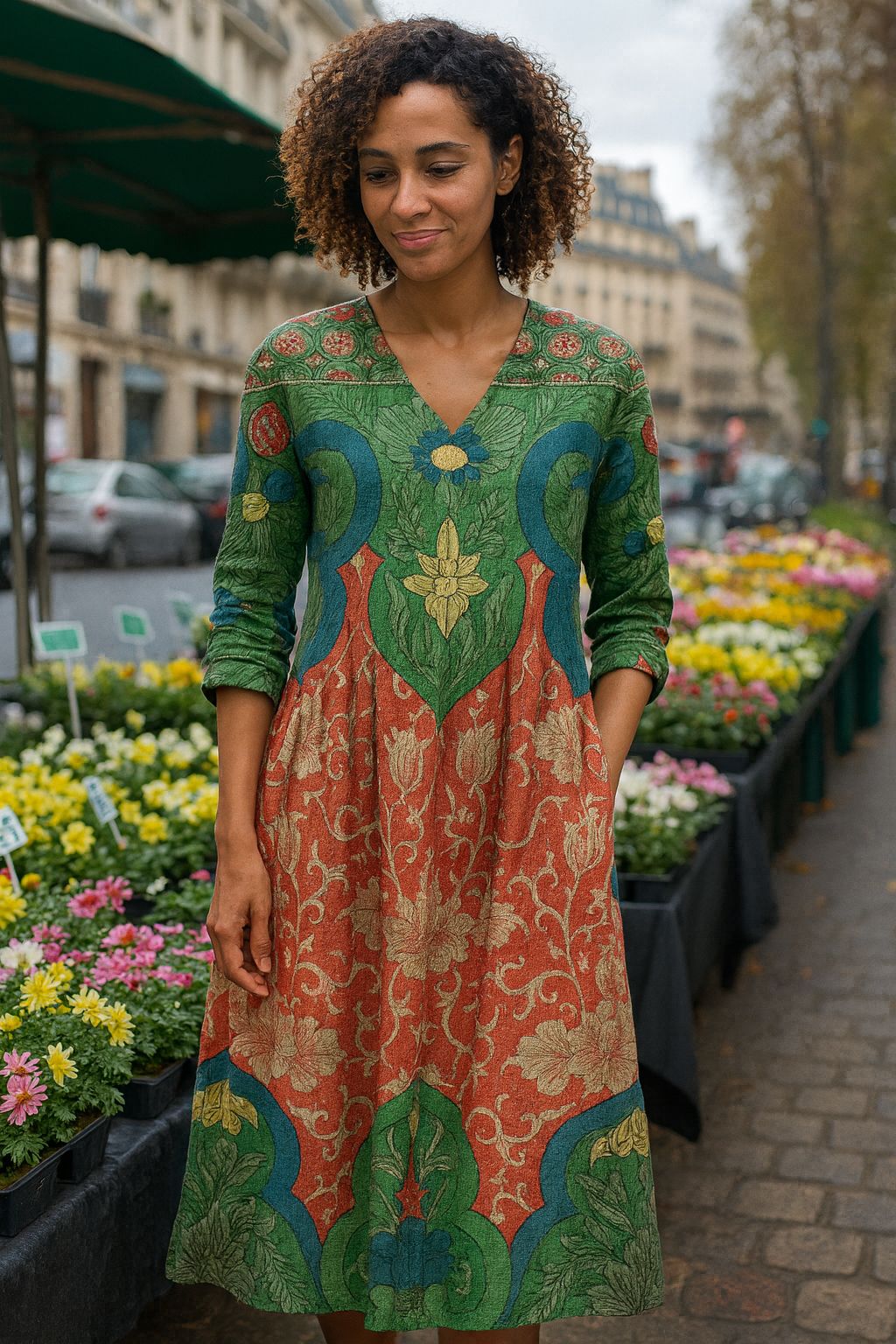 Bernadine – Sukienka Maxi w Stylu Vintage w Kwiatowy Wzór