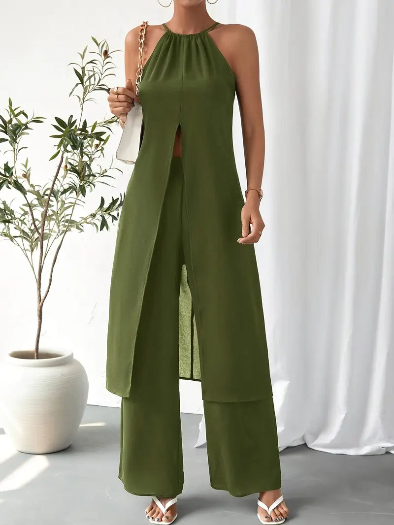 Eirini - Elegancki Dwuczęściowy Zestaw Bez Rękawów