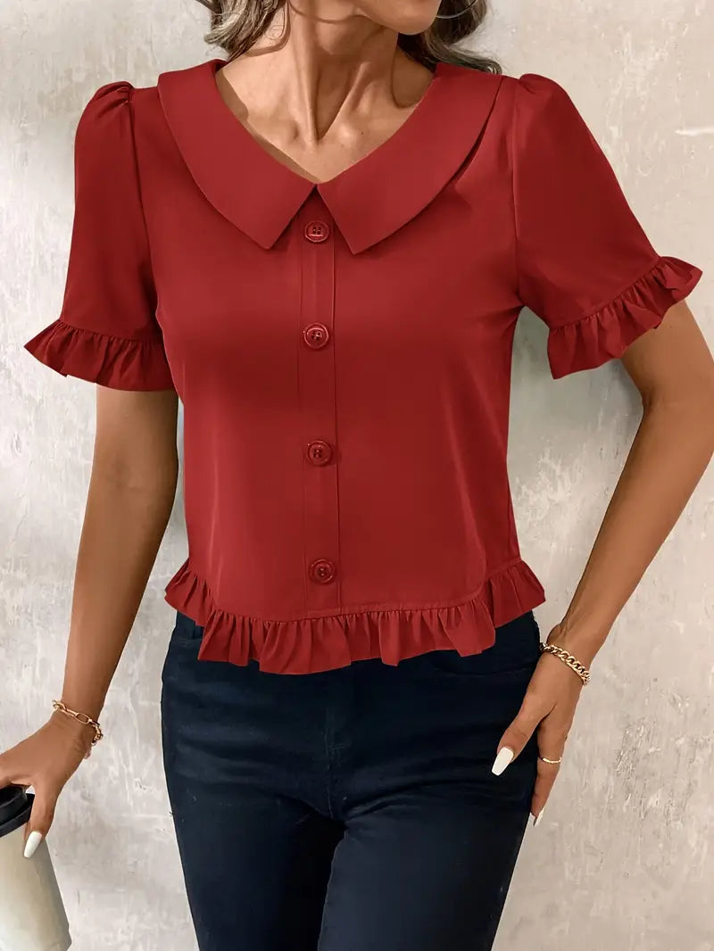 Foteini - Elegancka Bluzka Z Krótkim Rękawem