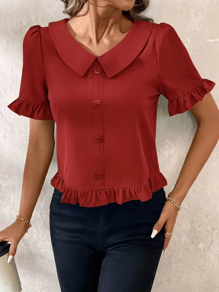 Foteini - Elegancka Bluzka Z Krótkim Rękawem