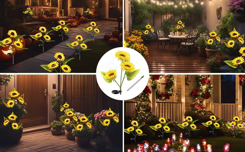 FloralGlow - Solarny LED Słonecznik Ogród Światła