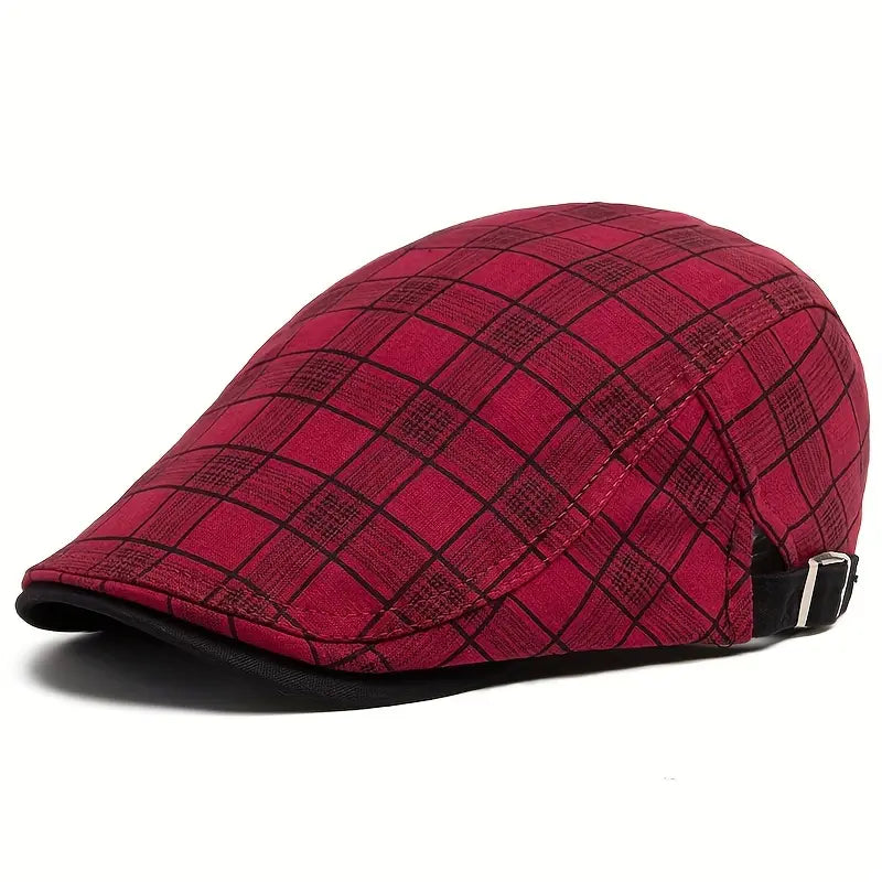 Zared – Regulowana Czapka Beret w Stylu Vintage w Kratę