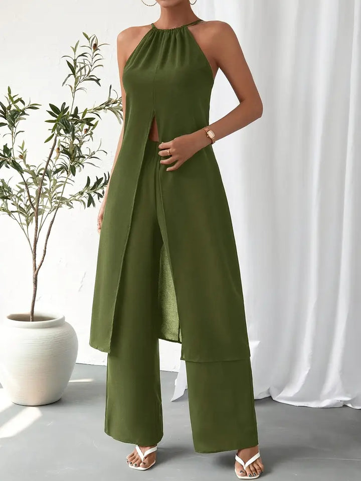 Eirini - Elegancki Dwuczęściowy Zestaw Bez Rękawów