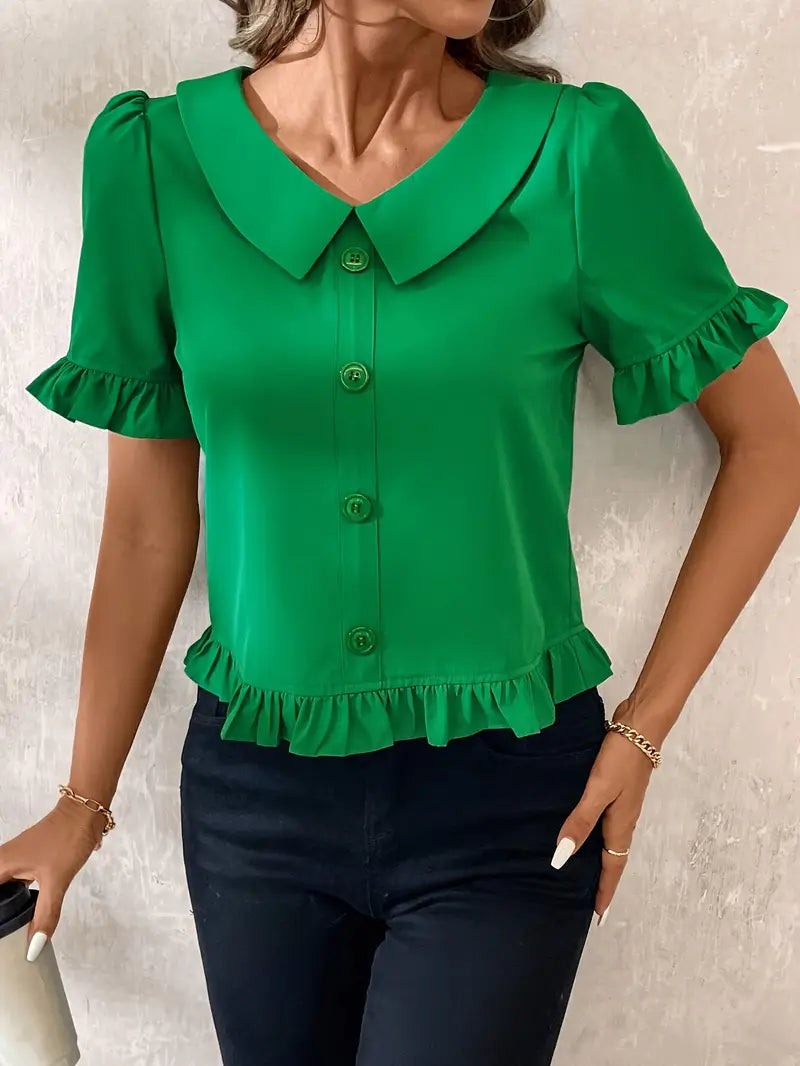 Foteini - Elegancka Bluzka Z Krótkim Rękawem