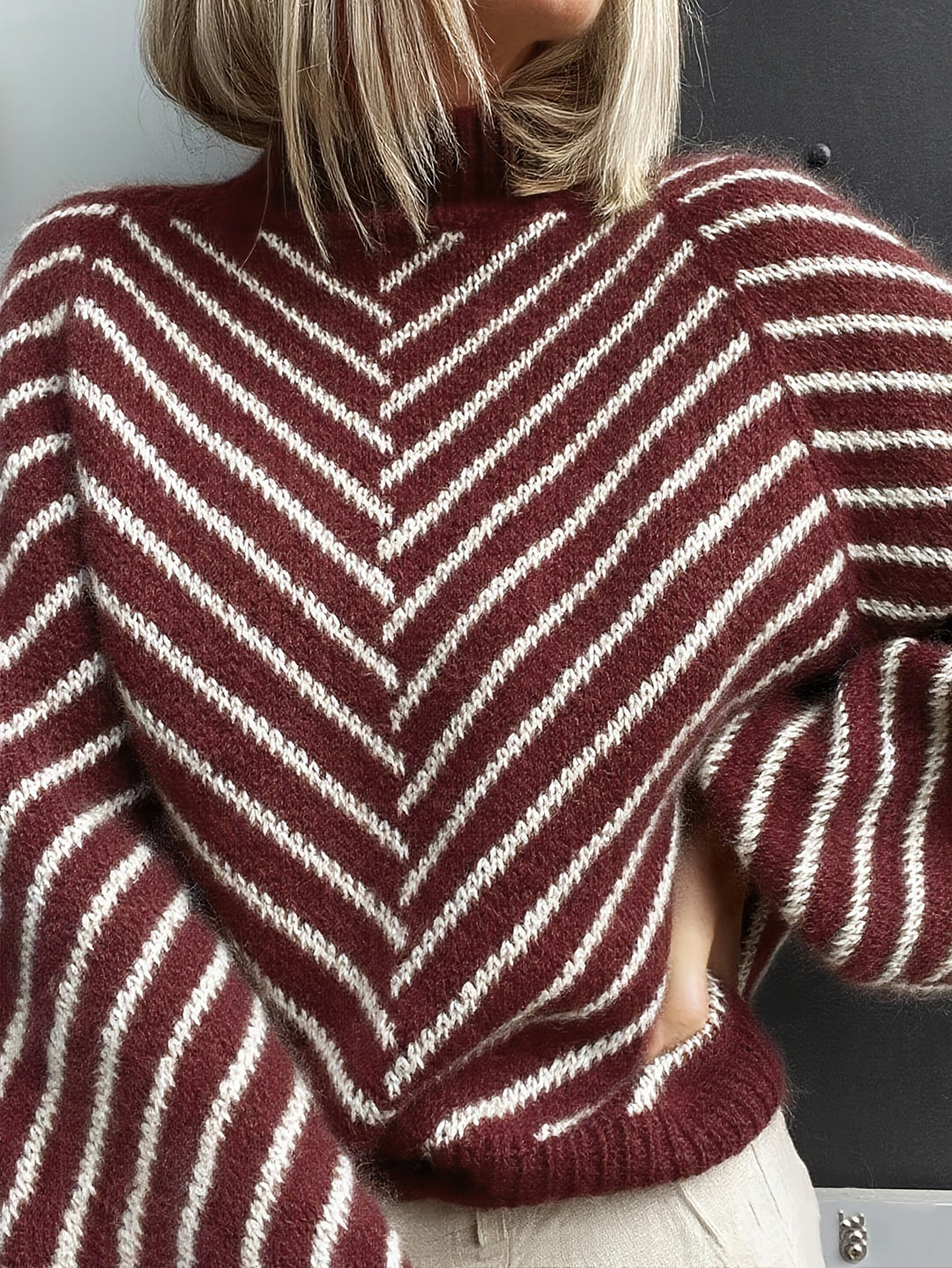 Klarysa – Sweter z Długim Rękawem z Dzianiny o Swobodnym Kroju