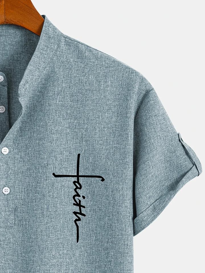 Elliott – Elegancka Koszula z Krótkim Rękawem i Stójką