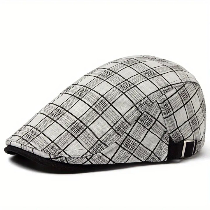 Zared – Regulowana Czapka Beret w Stylu Vintage w Kratę