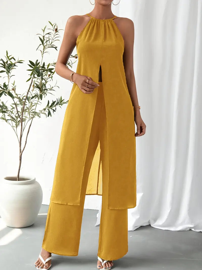 Eirini - Elegancki Dwuczęściowy Zestaw Bez Rękawów