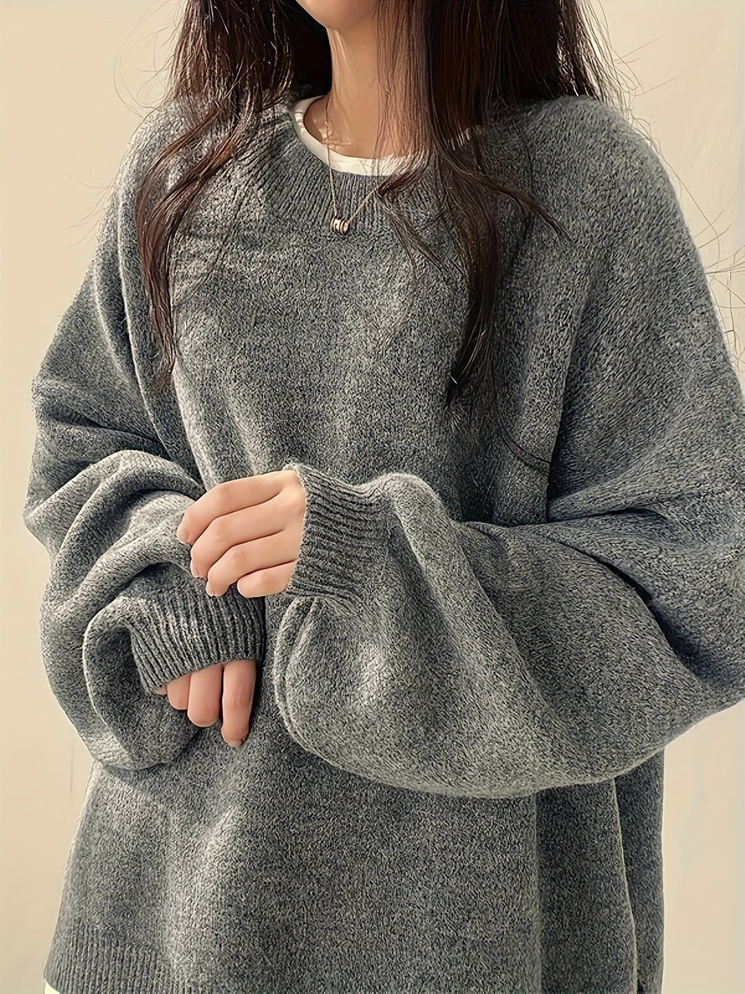 Pearline – Sweter z Okrągłym Dekoltem i Długim Rękawem