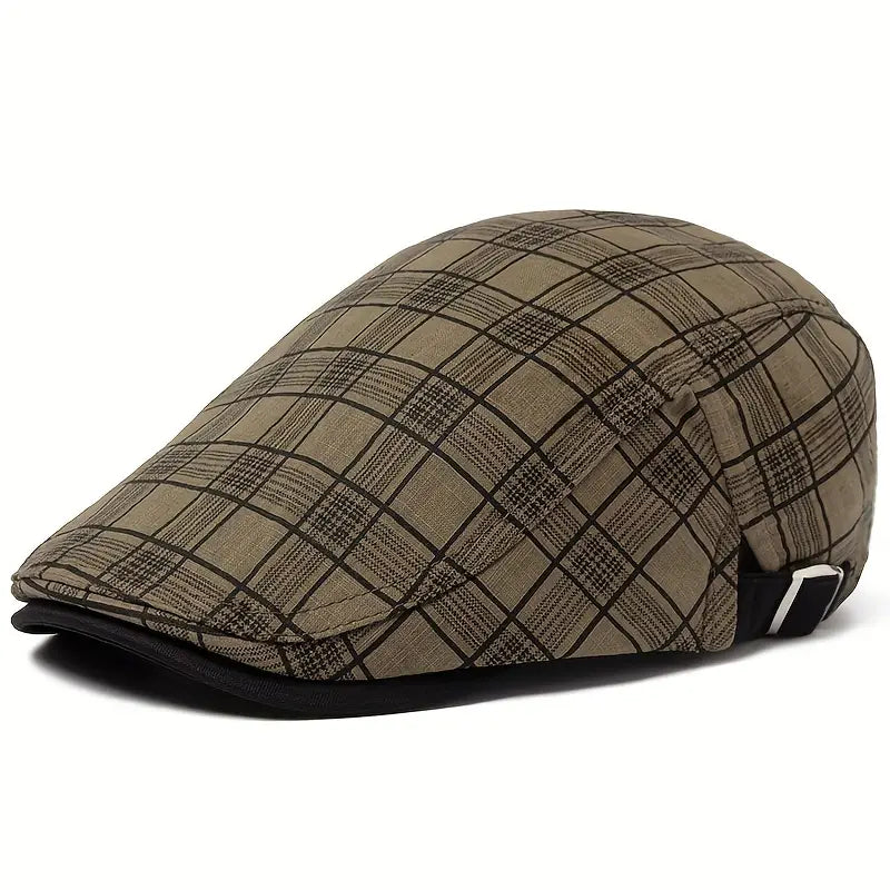 Zared – Regulowana Czapka Beret w Stylu Vintage w Kratę
