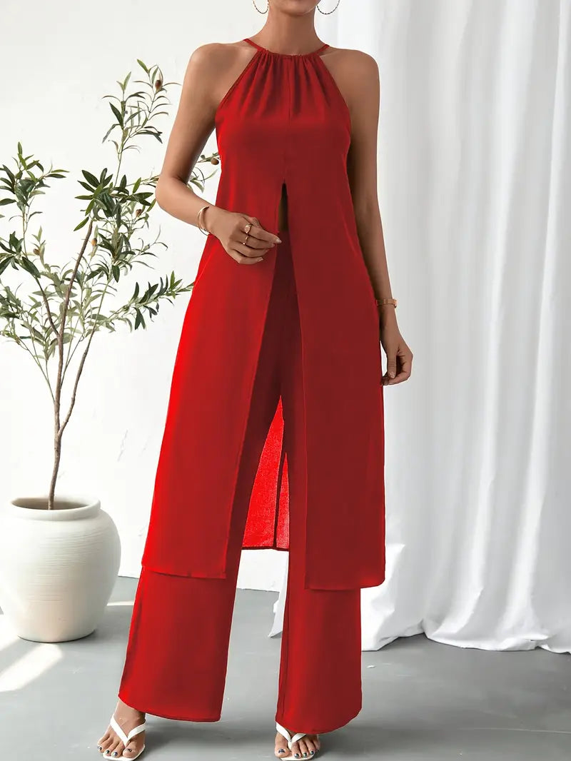 Eirini - Elegancki Dwuczęściowy Zestaw Bez Rękawów