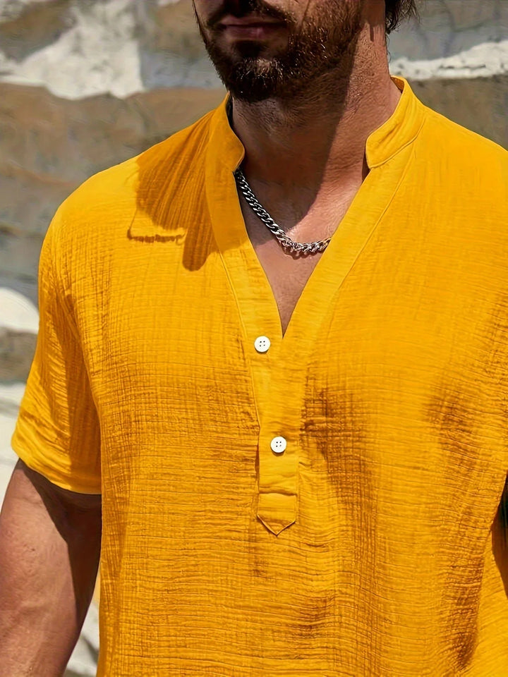 Sancho – Elegancka Letnia Koszula z Stójką