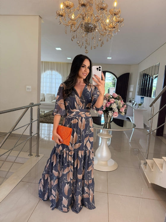 Lella – Stylowa Sukienka Maxi w Kwiaty