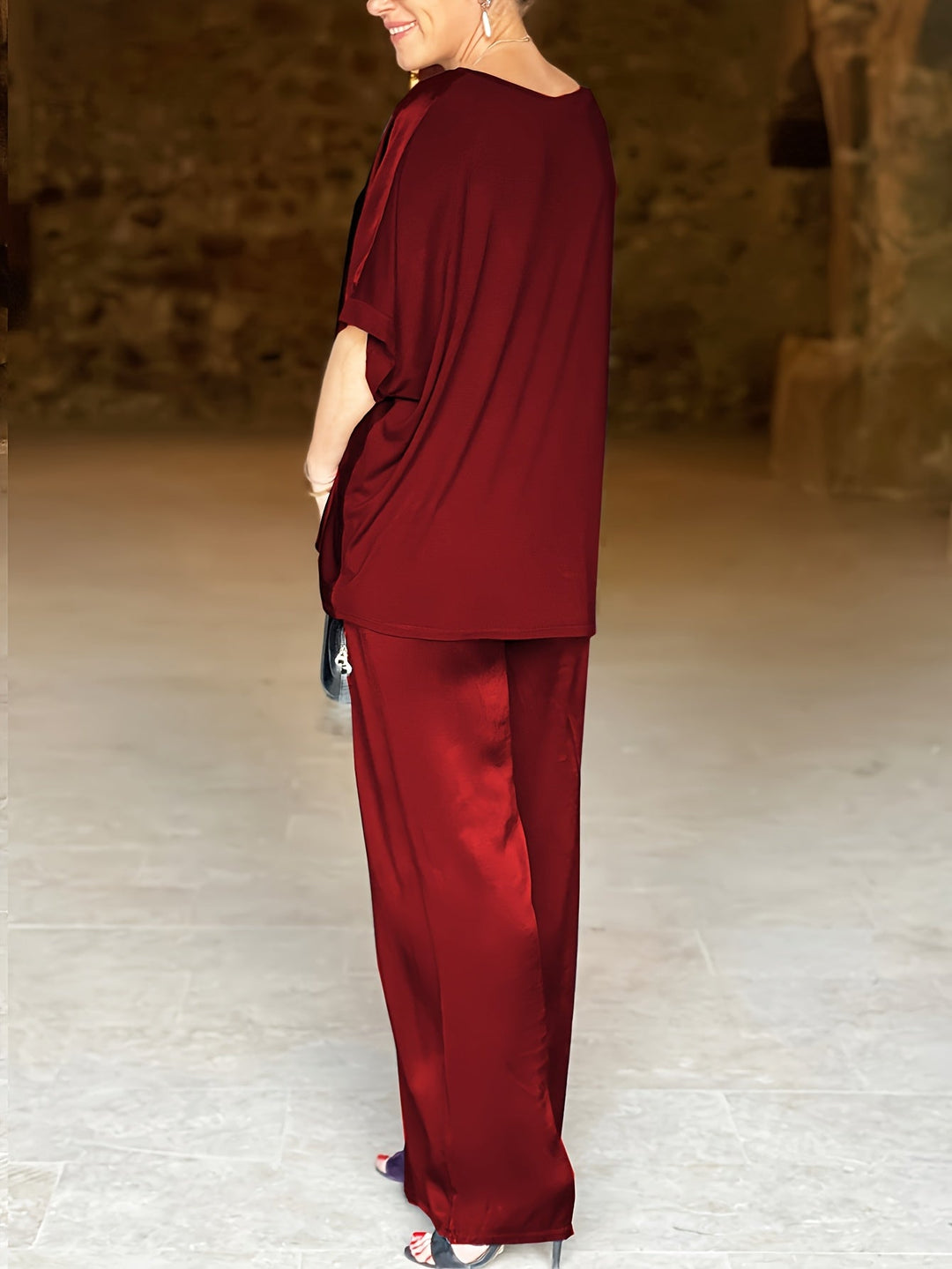 Ashlee - Elegancki Dwuczęściowy Zestaw Z Krótkim Rękawem