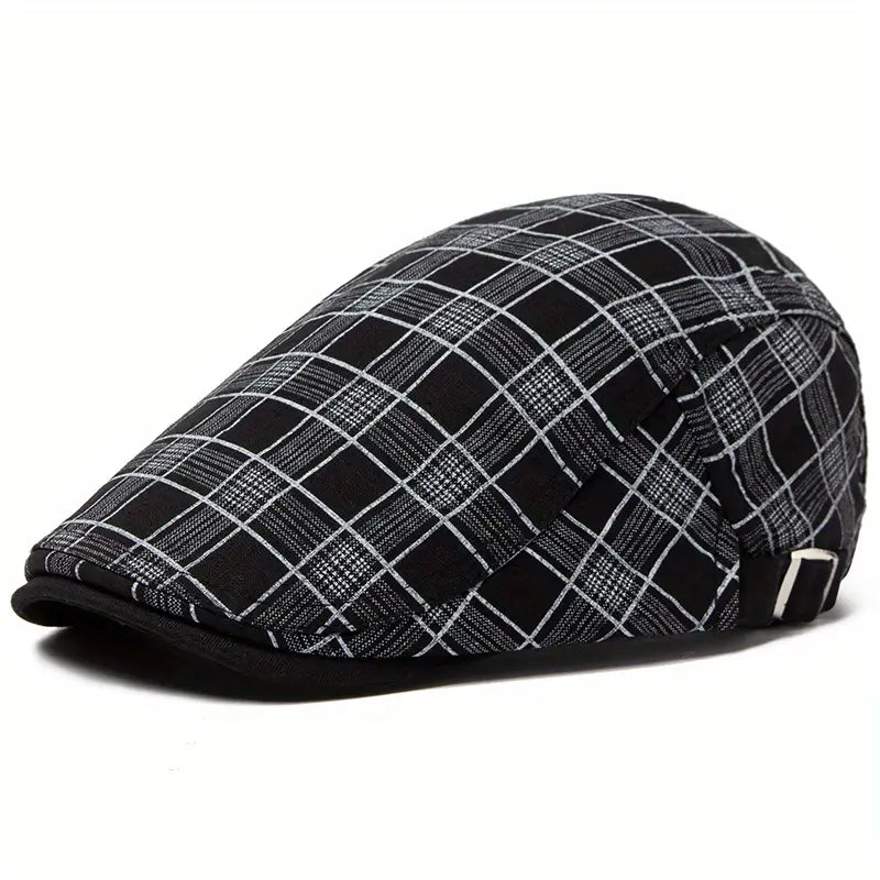 Zared – Regulowana Czapka Beret w Stylu Vintage w Kratę