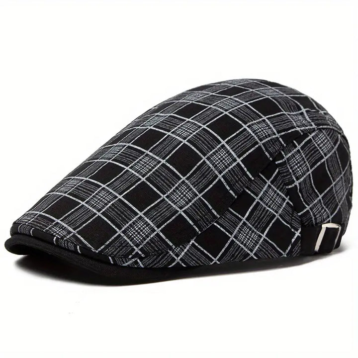 Zared – Regulowana Czapka Beret w Stylu Vintage w Kratę