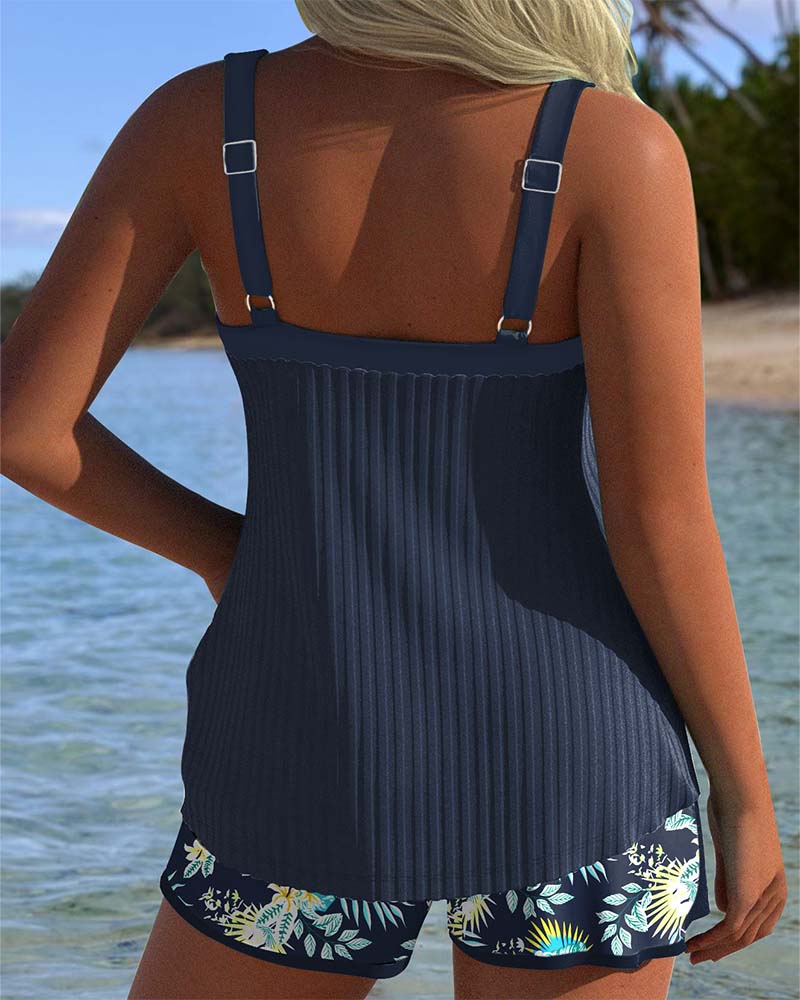 Elvia – Elegancki Zestaw Tankini w Kwiatowy Wzór