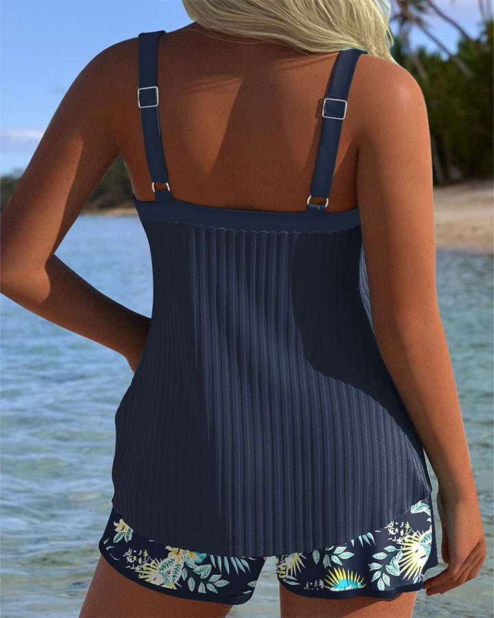 Elvia – Elegancki Zestaw Tankini w Kwiatowy Wzór
