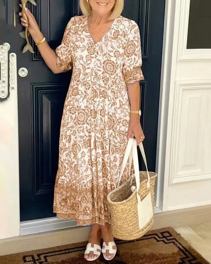 Perla – Sukienka w Stylu Bohemy z Dekoltem w Szpic