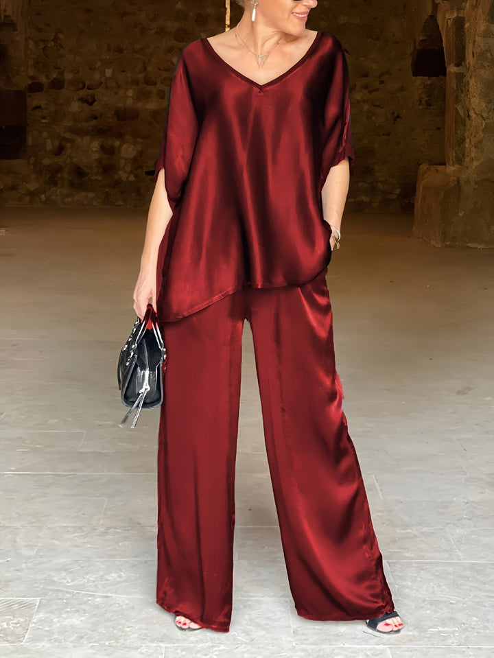 Ashlee - Elegancki Dwuczęściowy Zestaw Z Krótkim Rękawem