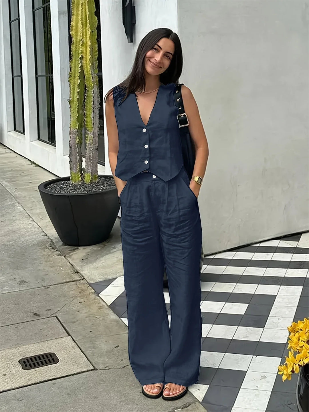 Jorja – Elegancki Dwuczęściowy Zestaw Bez Rękawów