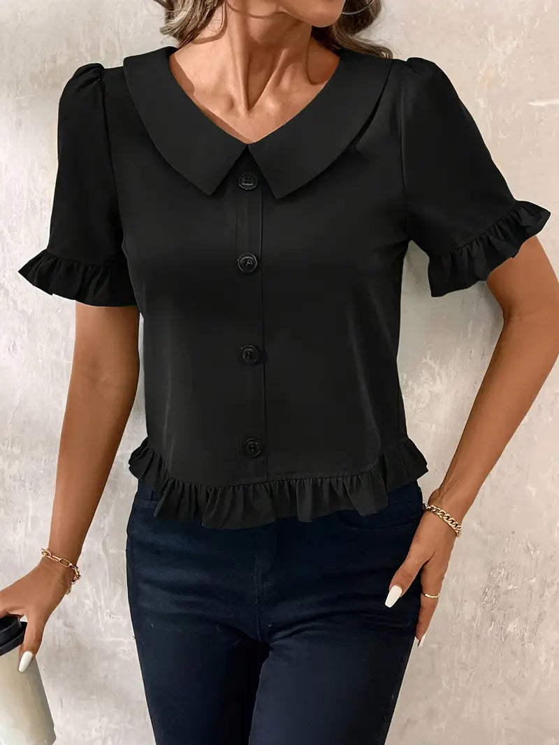 Foteini - Elegancka Bluzka Z Krótkim Rękawem