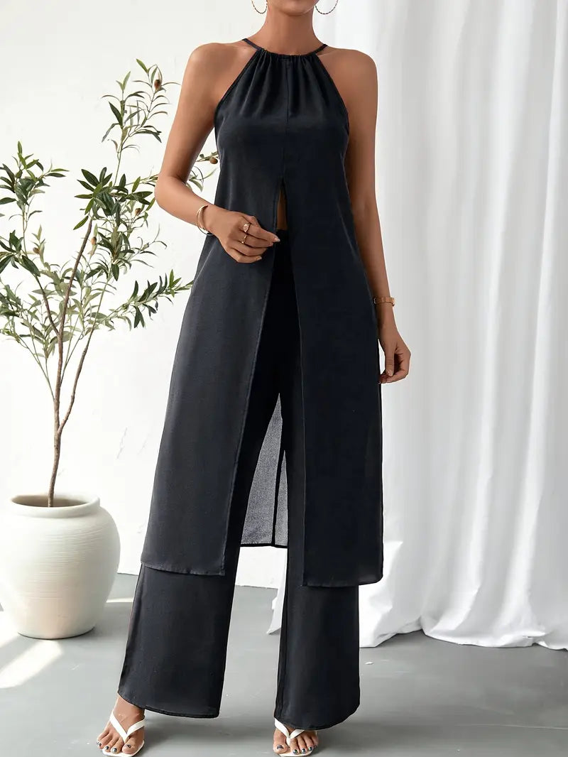 Eirini - Elegancki Dwuczęściowy Zestaw Bez Rękawów