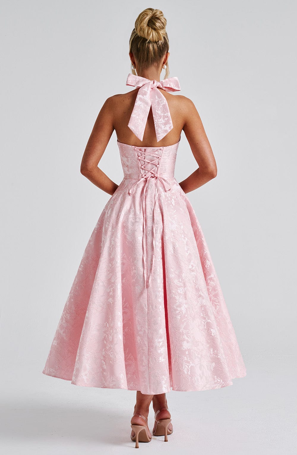 Myra – Modna Sukienka Midi Z Dekoltem Halter