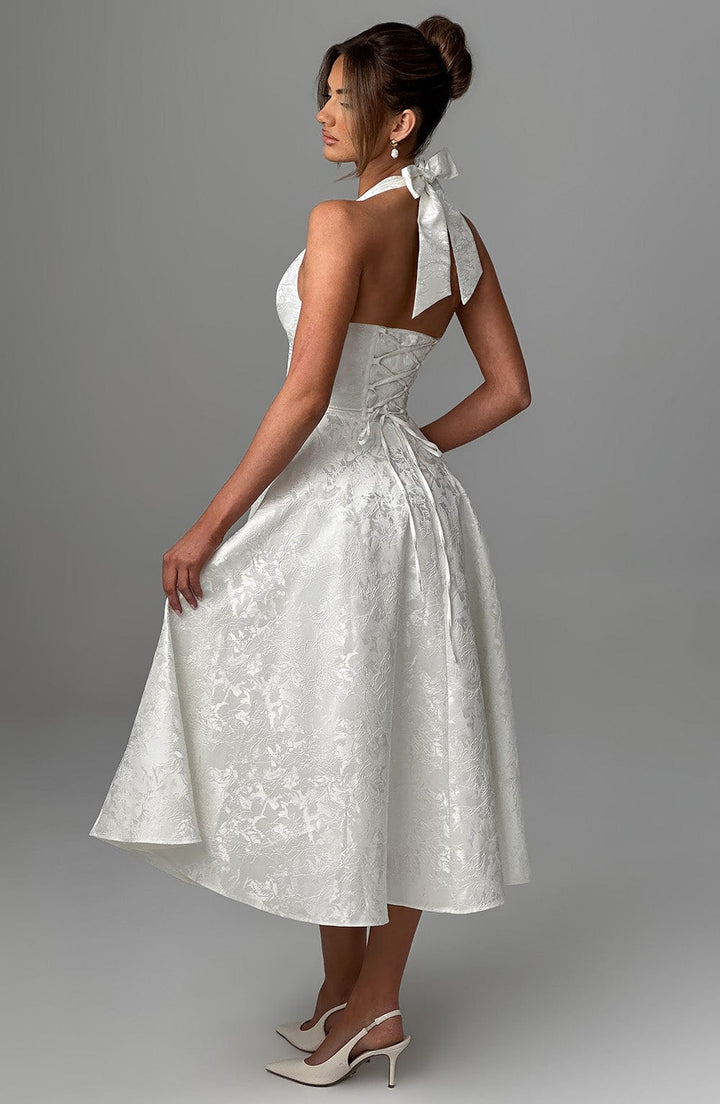 Myra – Modna Sukienka Midi Z Dekoltem Halter