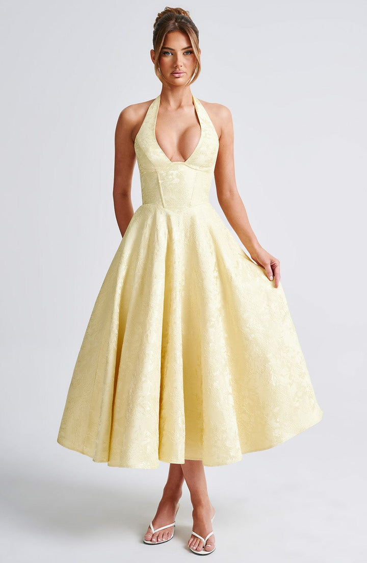 Myra – Modna Sukienka Midi Z Dekoltem Halter